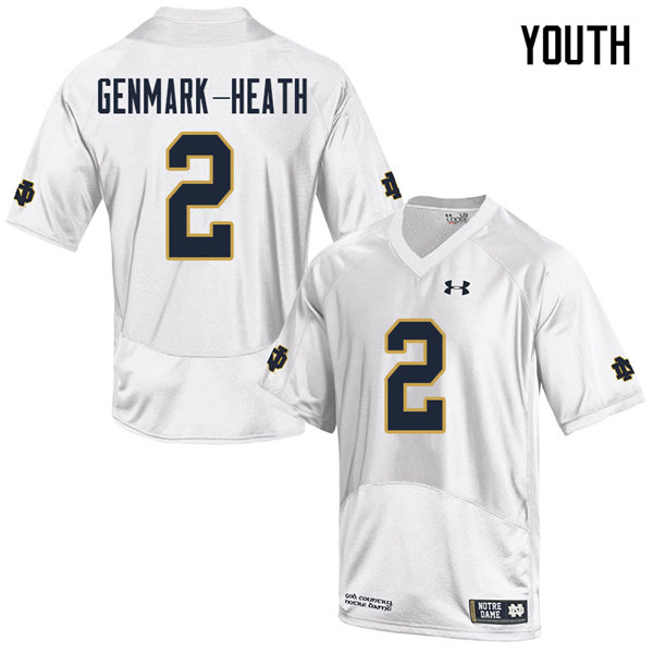 Youth NCAA Notre Dame Fighting Irish #2 Jordan Genmark-Heath Stitched College Under Armour Authentic White Football Jersey VW10L15LZ